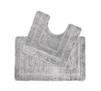 Allure Bath Fashions Lisa Two Piece Non Slip Bath & Toilet Mat Set - Silver Grey