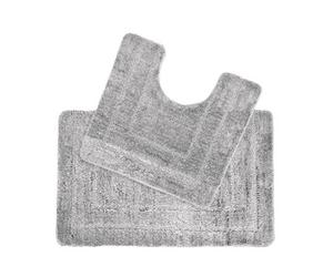 Allure Bath Fashions Lisa Two Piece Non Slip Bath & Toilet Mat Set - Silver Grey