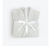 Allure Bath Fashions Luxury Dual Textured Velour Dressing Gown, Towelling Bathrobe - Silver, S/m