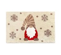 Allure Bath Fashions Luxury Gonk Christmas Bath Mat Non Slip 50 x 80cm - Super Soft, Absorbent, Quick Dry Microfibre, Festive Gnome Bathroom Rug in Neutral