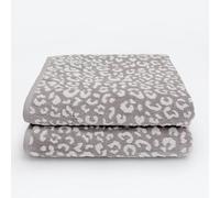 Allure Bath Fashions Luxury Zero Twist Pack of 2 Leopard Print Bath Sheets 90 x 150cm in Grey/White - 100% Cotton, Soft, Absorbent & Quick Dry, 500GSM Extra Large Bathroom Towel with Hanging Loop