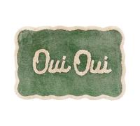 Allure Bath Fashions Oui Oui Slogan Scalloped Bath Mat - Green/beige
