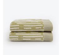 Allure Bath Fashions Pop Up Zero Twist Barcode Stripe Pair Of Bath Towels - Sage Green