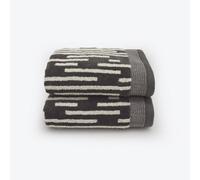 Allure Bath Fashions Pop Up Zero Twist Barcode Stripe Pair Of Hand Towels - Dark Steel