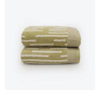 Allure Bath Fashions Pop Up Zero Twist Barcode Stripe Pair Of Hand Towels - Sage Green