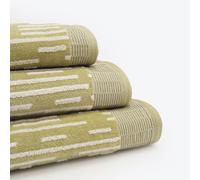 Allure Pack of 2 Barcode Stripe Hand Towels 50 x 85cm - Super Soft, Absorbent & Quick Dry Pop Up Zero Twist Striped Textured 100% Cotton Bathroom Towels (Sage Green)