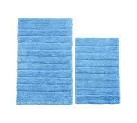 Allure Bath Fashions Ribbed Two Piece Bath Mat Set - 100% Cotton in Blue Allure Bath Fashions Blue