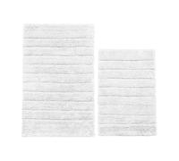 Allure Bath Fashions Ribbed Two Piece Bath Mat Set - 100% Cotton in White Allure Bath Fashions White