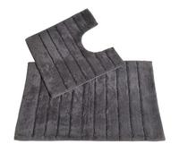 Ribbed Two Piece Bath Mat & Toilet Mat Set Allure Bath Fashions Charcoal One Size