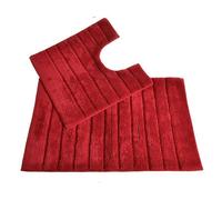 Allure Bath Fashions Ribbed Two Piece Bath Mat & Toilet Mat Set - Cranberry