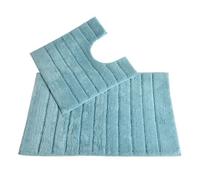 Allure Bath Fashions Ribbed Two Piece Bath Mat & Toilet Mat Set - Duckegg