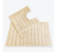Allure Bath Fashions Ribbed Two Piece Bath Mat & Toilet Mat Set in Beige Allure Bath Fashions Beige