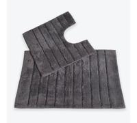 Ribbed Two Piece Bath Mat & Toilet Mat Set Allure Bath Fashions Charcoal One Size