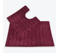 Ribbed Two Piece Bath Mat & Toilet Mat Set Allure Bath Fashions Maroon One Size