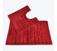 Ribbed Two Piece Bath Mat & Toilet Mat Set Allure Bath Fashions Red One Size