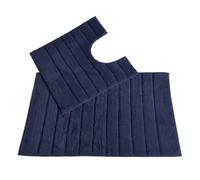 Allure Bath Fashions Ribbed Two Piece Bath Mat & Toilet Mat Set - Navy