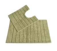 Allure Ribbed Design 2 Piece Bath and Pedestal Toilet Mat Set, 100% Cotton (Sage Green)
