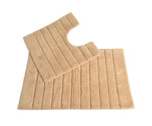 Allure Bath Fashions Ribbed Two Piece Bath Mat & Toilet Mat Set - Stone