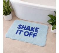 Allure Bath Fashions Shake It Off Slogan Scalloped Bath Mat - Light Blue/dark Blue