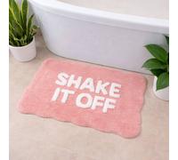 Allure Bath Fashions Shake It Off Slogan Scalloped Bath Mat - Pink/white