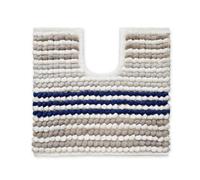 Allure Striped Chunky Bobble Toilet Mat 50 x 50cm - Thick, Hand-Woven, Super Soft Pedestal Mat (Navy)