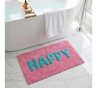Allure Bath Fashions Super Soft Slogan Happy Bath Mat Non-Slip - Pink