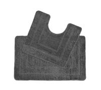 Allure Bath Fashions Two Piece Non-Slip Bath Mat & Pedestal Mat Set in Dark Grey Allure Bath Fashions Dark Grey
