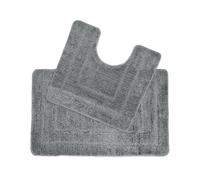 Allure Bath Fashions Two Piece Non-Slip Bath Mat & Pedestal Mat Set in Mid Grey Allure Bath Fashions Mid Grey