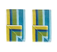 Allure Bath Fashions Velour Striped Beach Towel Set - Pack of 2 100% Cotton, 70 x 150cm Supersoft, Lightweight & Absorbent Towels (Blue)