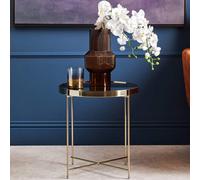 Allure Black Mirrored Glass Low Side Table with Bronze Legs