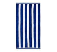 Allure Cabana Striped Extra Large Beach Towel 100% Cotton Pile, Jumbo Size 100cm x 180cm (Navy Blue)