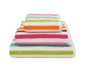 Allure Cali Multi Striped 3 Pack Towel Set, 100% Cotton - Super Soft, Absorbent, Quick Dry Bathroom Towel Bale Including 1 x Hand Towel, 1 x Bath Towel, 1 x Bath Sheet
