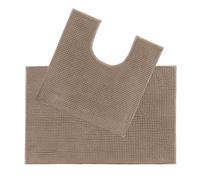 Allure Chenille Bobble Bath Mat Set - Non Slip Two Piece Bath & Toilet Mat Set, Super Soft, Absorbent & Easy Care (Mocha)