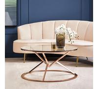 Allure Coffee Table - Round - Clear Glass - Corseted Rose Gold Base