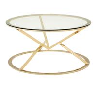 Allure Coffee Table - Round - Glass - Champagne Gold Corseted Base