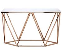 Allure Console Table - White Faux Marble - Champagne Gold Base