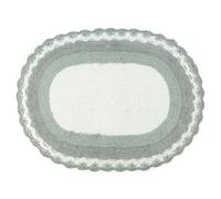 Allure Crochet Vintage Oval Bath Mat 50 x 80cm - 100% Cotton, Lace Edge, Reversible Design, Super Soft & Absorbent (Grey)