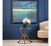 Allure End Table - Round - Clear Glass - Corseted Champagne Base