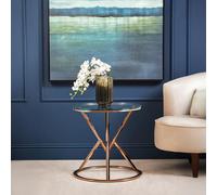 Allure End Table - Round - Clear Glass - Corseted Rose Gold Base