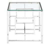 Allure End Table - Square - Clear Glass - Chrome Base