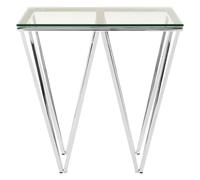 Allure End Table - Square - Glass - Chrome Triangular Base