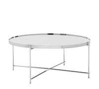 Allure Extra Large Side Table - Round - Clear Mirrored - Chrome Legs