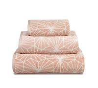 Allure Geometric Design Bath Towel, Pack of 2, 70 x 125cm, 100% Cotton, Super soft, Washable (Blush)