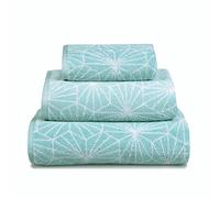 Allure Geometric Design Hand Towel, Pack of 2, 50 x 90cm, 100% Cotton, Supersoft, Washable (Duck Egg)