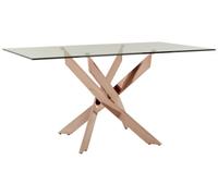 Allure Glass and Rose Gold Intersected 6 Seater Dining Table