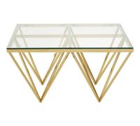 Allure Glass Coffee Table with Gold Spike Base