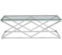 Allure Glass Coffee Table with Silver Inverted Prism Base