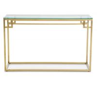 Allure Glass Console Table with Brushed Gold Base