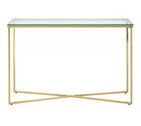 Allure Glass Console Table with Gold Cross Base