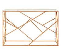 Allure Glass Console Table with Rose Gold Geometric Base